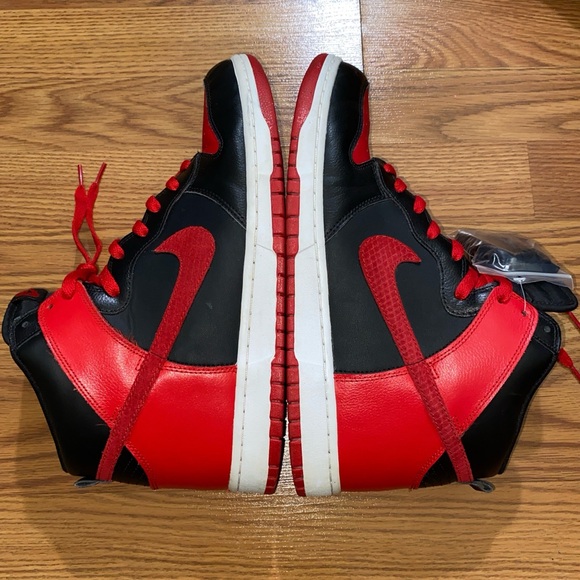 2012 Nike Dunk High J-Pack Bred Size 12 Red Black Jordan Basketball Streetwear - Picture 5 of 8